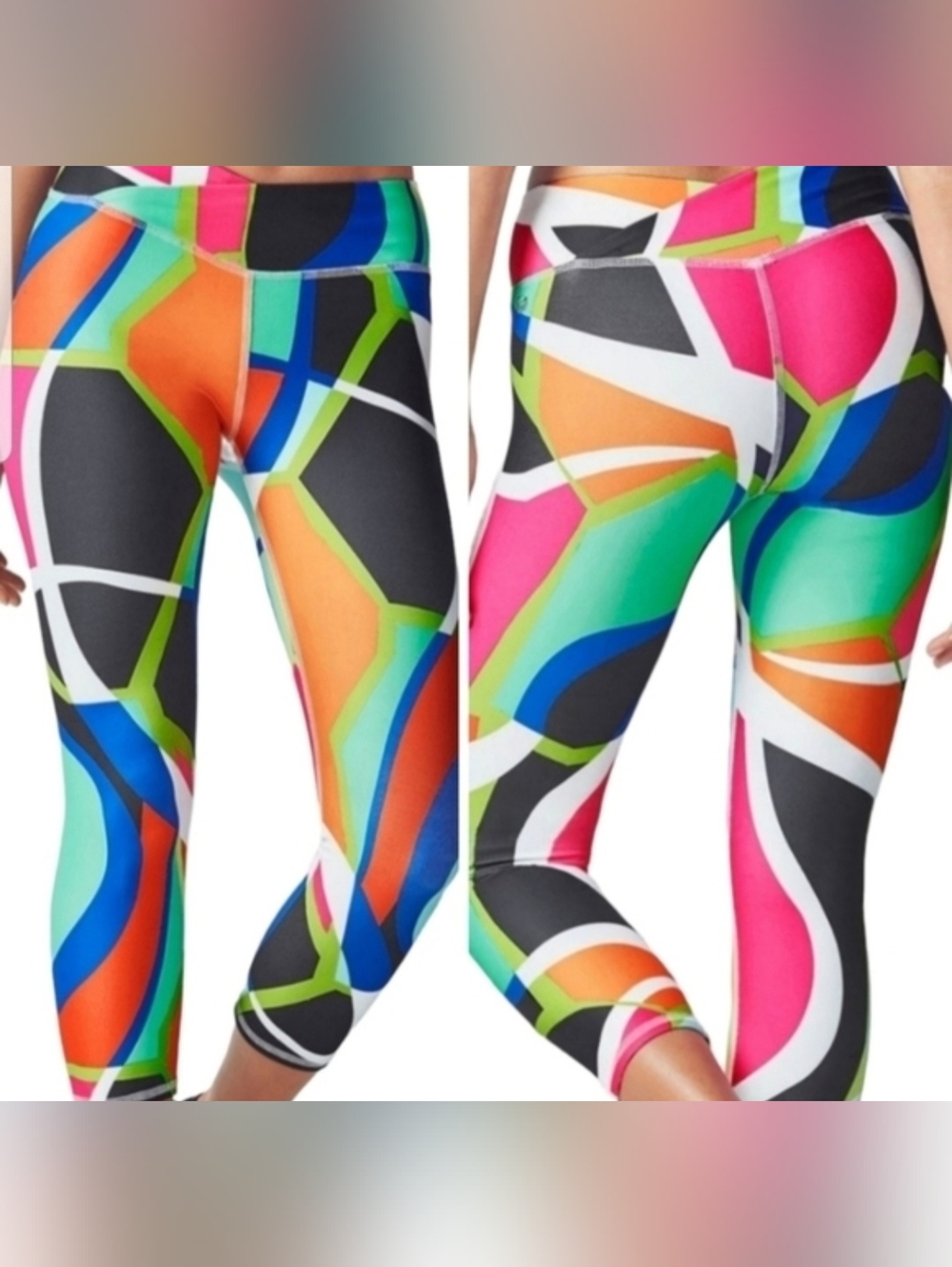 Fabletics Winn Printed Popsicle Color Mid-Rise Powerhold Capri Leggings Retro